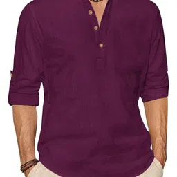 Edin Men Rust Cotton Kurtas-picture-35