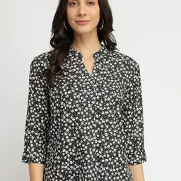 FableStreet Women Floral Print Mandarin Collar Top-picture-15