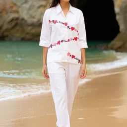 ZUMMER Printed Shirt Coller Pure Cotton Shirt With Trousers-picture-29