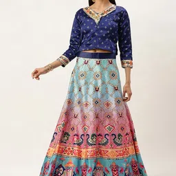Kaizen TEXO FAB Printed Satin Semi-Stitched Lehenga & Unstitched Blouse-picture-40