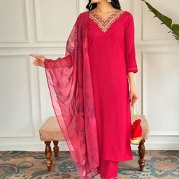 CaniBani Pink Viscose Rayon Kurta Sets-picture-24