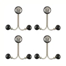 IndianShelf Black & Silver Toned 4 Piece Ceramic Strewn Wall Hooks-12