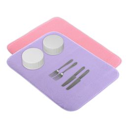 Kuber Industries 2-Pc Pink & Purple Non Slip Dish Drying Mats-41