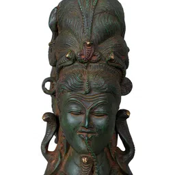 Exotic India Green Patanjali On Rear Side Mukhalingam Brass Religious Idol Showpiece-image-38