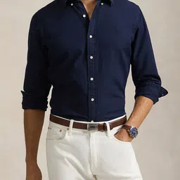 Polo Ralph Lauren Men Button-Down Collar Solid Cotton Formal Shirt-image-4