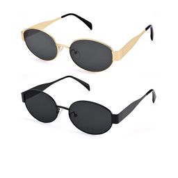 DressBerry Women Set Of 2 Oval Sunglasses 5888 Gold Blk & Full BLk combo-27