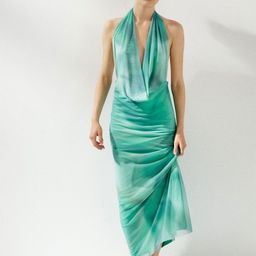 LULU & SKY Women Tie and Dye Pleated Backless Halter Neck Maxi Dress-picture-31