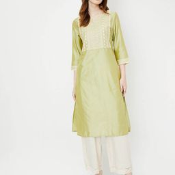 max Women Embroidered Keyhole Neck Thread Work Kurta-image-99
