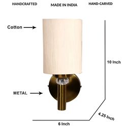 Devansh Off White Metal Antique Wall Lamp With Cotton Shade-picture-12