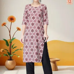 HERE&NOW Selection Of 2 Floral Printed Round Neck Straight Kurta-image-60