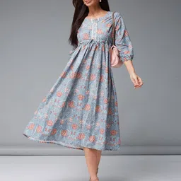 COLORCART Ethnic Motifs Print A-Line Midi Dress-picture-13