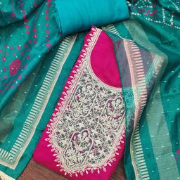 MANVAA Floral Embroidered Sequinned Unstitched Dress Material-picture-26