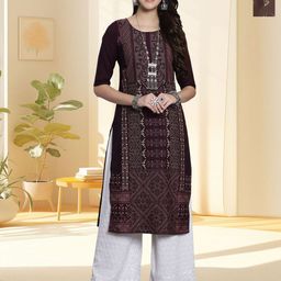 HERE&NOW Women Pack of 2 Ethnic Motifs Printed Daily Straight Kurtas-image-75