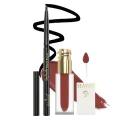SUAVIS Set Of 2 Matte Liquid Lipstick - Cocoa Bronze 205 With Infinite Kajal - Black-9