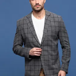 SHOWOFF Men Checked Slim Fit Single Breasted Casual Blazers-picture-14