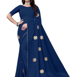 Pemal Designer Embroidered Gotta Patti Pure Georgette Saree-image-53