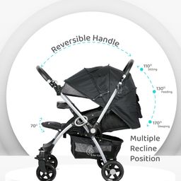 R for Rabbit Chocolate Ride Baby Stroller with Reversible Handle - Black & Grey image 3