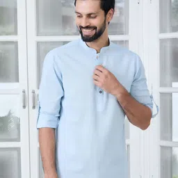 See Designs Pure Cotton Mandarin Collar Thread Work Short Kurta-image-69