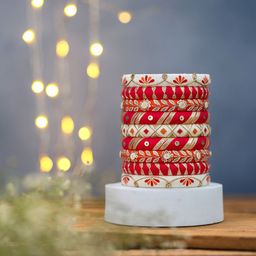 Taasha Craft Set Of 9 Stones Studded Thread Bangles-8