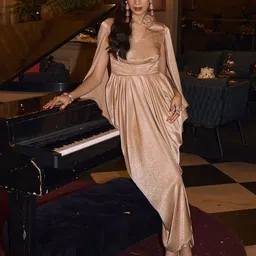 HOUSE OF FETT Embellished Slit Sleeve Satin Maxi Dress-image-12