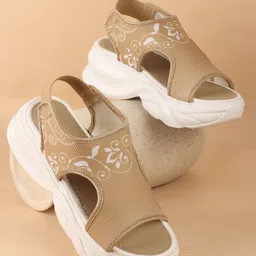 Try Me Women Printed Open Toe Flats with Bows-35