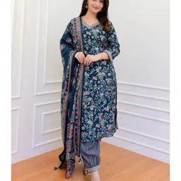 KALINI Women Floral Printed Tiered Kurta with Salwar & With Dupatta-picture-36