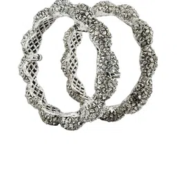 Anouk Set Of 2 Silver Plated Kada Bangles image 2