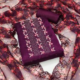 Maroosh Floral Embroidered Sequinned Organza Unstitched Dress Material-image-89