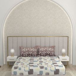 Pure Decor White & Blue Geometric 220 TC Queen Bedsheet with 2 Pillow Covers-picture-31