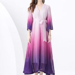 JC Collection Women Tie and Dye Printed Flared Sleeve Maxi Dress-image-61