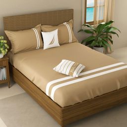 Nautica Taupe Pure Cotton 500 TC King Bedsheet with 2 Pillow Covers 2.74 x 2.74 Mts-image-61