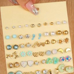DressBerry Set Of 30 Gold-Plated Alloy Studs-picture-49