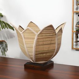 Aura Beige Textured Wooden Abstract Shaped Table Lamp-image-91