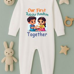 BLUSHES Infants Raksha Bandhan Printed Pure Cotton Full Sleeve Romper-image-57