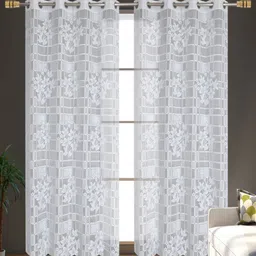 Galaxy Home Decor White Set of 2 Sheer Window Curtain-picture-1