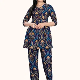 KANUDA Women Blue Poly Crepe Kurta Sets-picture-19