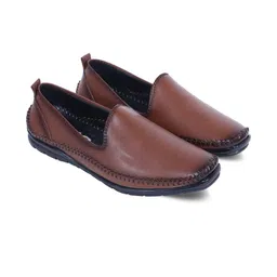 DFR Men Tan Synthetic Leather Loafers-picture-4