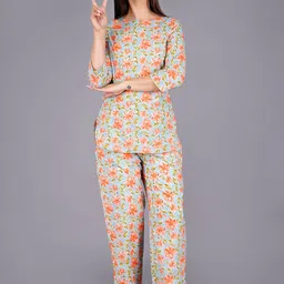 MISS REKHA Printed Top With Trousers Co-Ords-48