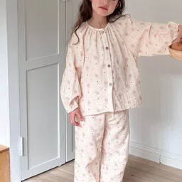 LULU & SKY Girls Printed Pure Cotton Top and Pyjamas Night suit-72