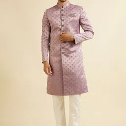 Manyavar Printed Mandarin Collar Sherwani Set-image-2