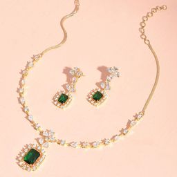 Voylla Gold-Plated American Diamond Studded Jewellery Set-image-10