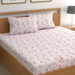 CHHAVI INDIA Pink Printed Microfiber 210 TC Queen Bedsheet Set 2.50m x 2.25m-image-58