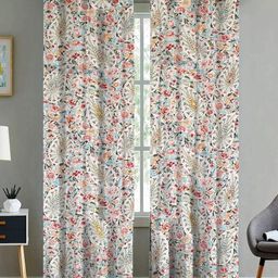 ANA White & Blue Set of 2 Floral Long Door Curtain-28