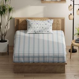 KOPA Grey & White Geometric 152 TC Queen Bedsheet with 2 Pillow Covers-image-18