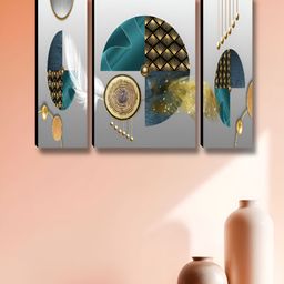 Myntra Elegant Homes Grey & Blue 3 Pieces Abstract Wall Arts-image-86