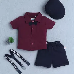 BUMZEE Boys Short Sleeves Pure Cotton Shirt With Shorts & Suspender-image-12