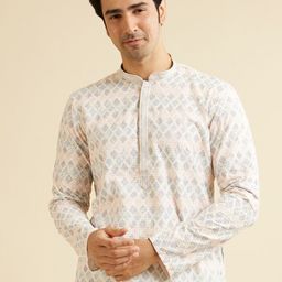 Manyavar Men Embroidered Regular Sequinned Kurta with Pyjamas image 5