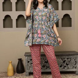 Sangria Printed Pure Cotton Short Sleeve Tunic & Trouser Co-Ords-image-95