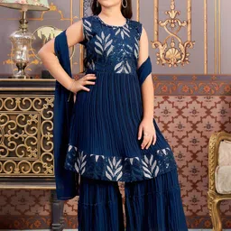 Aarika Girls Embroidered Regular Kurta with Sharara & With Dupatta-picture-3