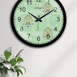 RANDOM Green & Black Printed Contemporary Wall Clock-12